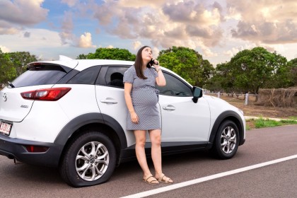 car with flat tire