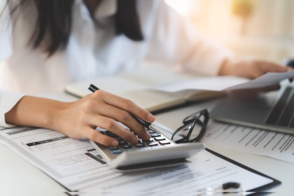 Woman working on her finances